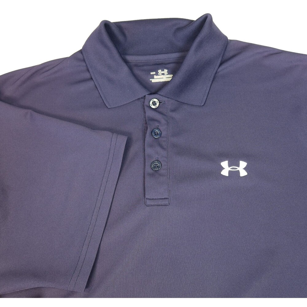 Under Armour Golf Polo HeatGear Loose Navy Athletic Shirt Mens Size Medium